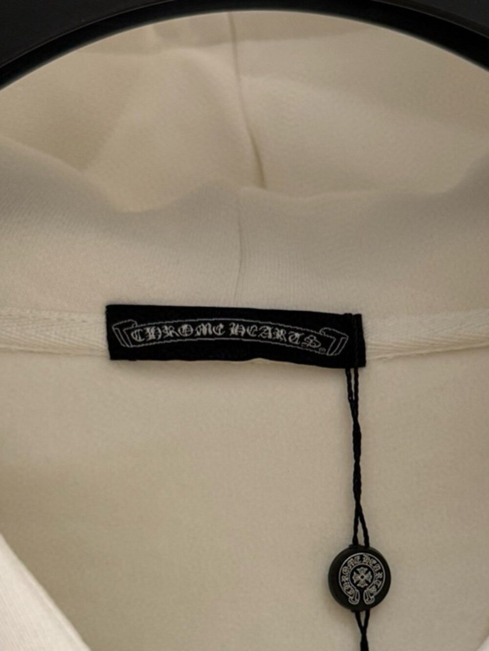 Chrome Hearts Embroidered Pattern White Hooded Sweatshirt Size XL - Picture 5 of 9